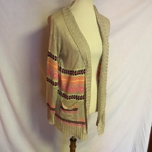 Francesca’s collections tan n neon tribal cardigan - Picture 7 of 9